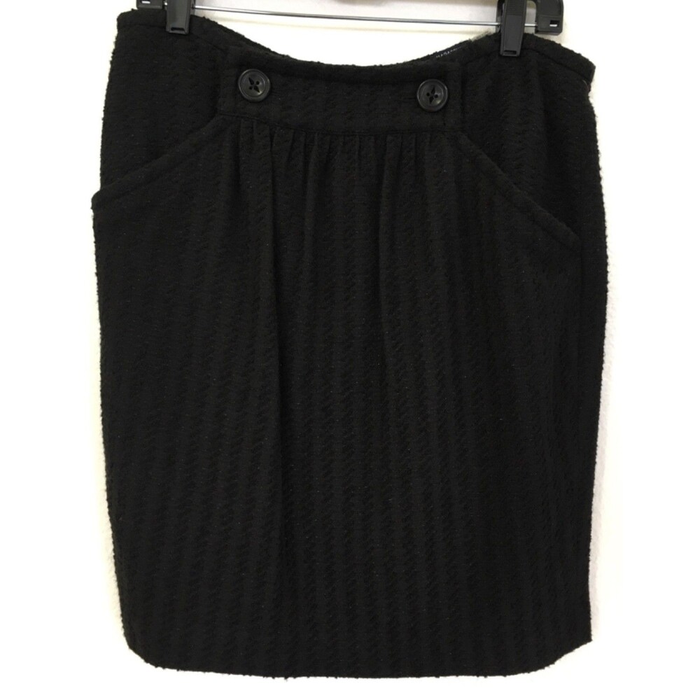 Magaschoni Women's Skirt 14 Black Glittery Lined Italy Fabric $260 NWT